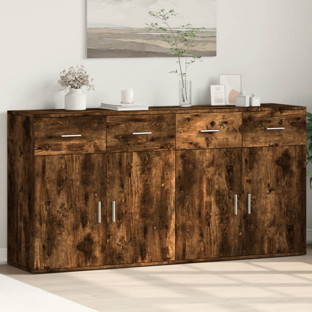 Buffets 2 pcs chêne fumé 79x38x80 cm bois d'ingénierie - XIOS