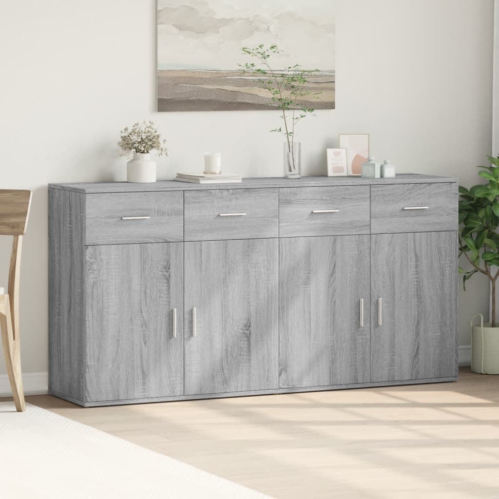 Buffets 2 pcs sonoma gris 79x38x80 cm bois d'ingénierie - XIOS