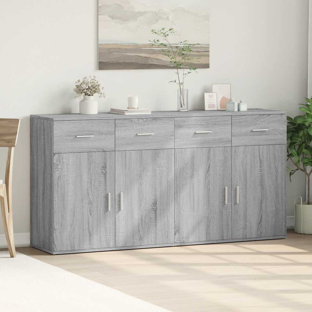 Buffets 2 pcs sonoma gris 79x38x80 cm bois d'ingénierie