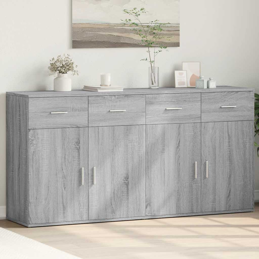 Buffets 2 pcs sonoma gris 79x38x80 cm bois d'ingénierie - XIOS