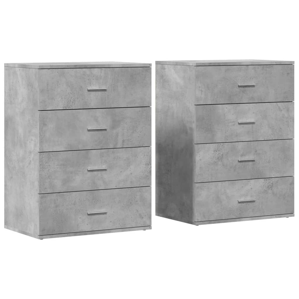 Buffets 2 pcs gris béton 60x39x80 cm bois d'ingénierie - XIOS