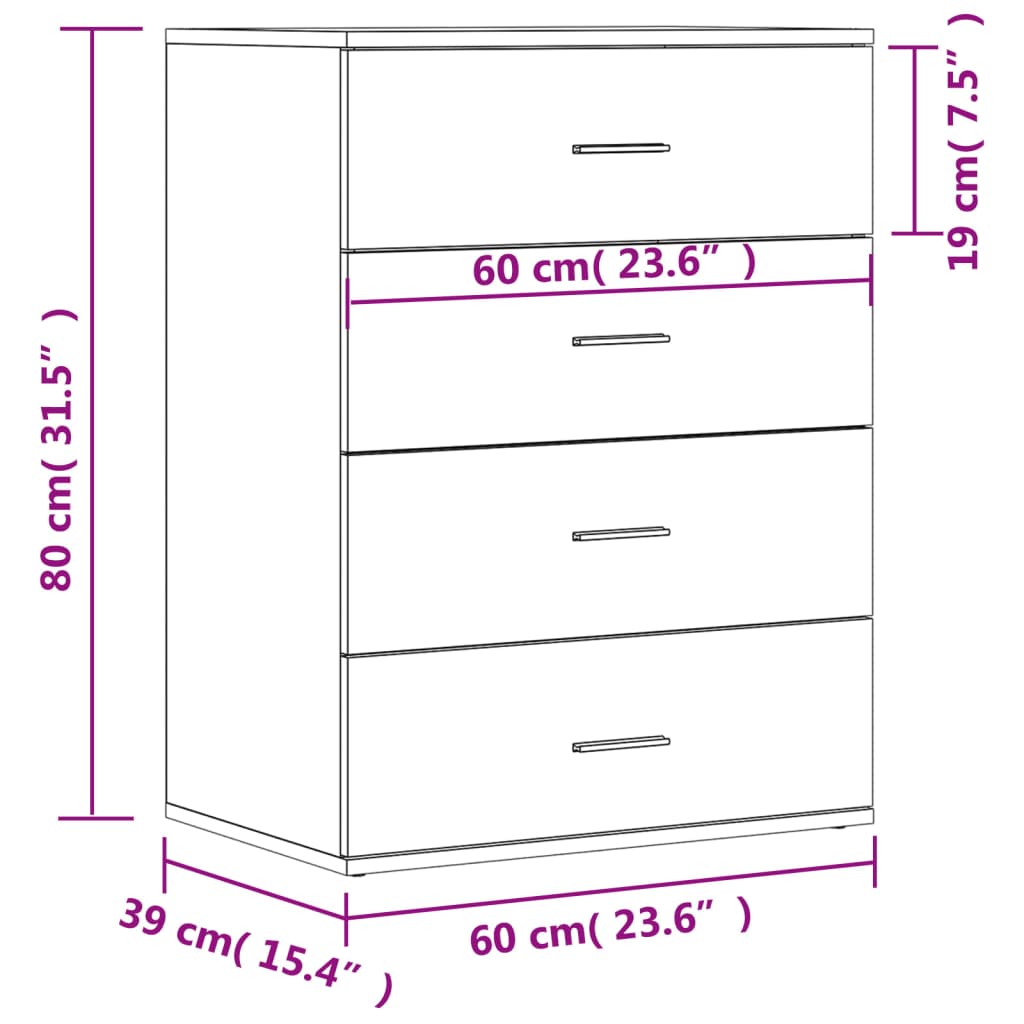 Buffets 2 pcs gris béton 60x39x80 cm bois d'ingénierie - XIOS