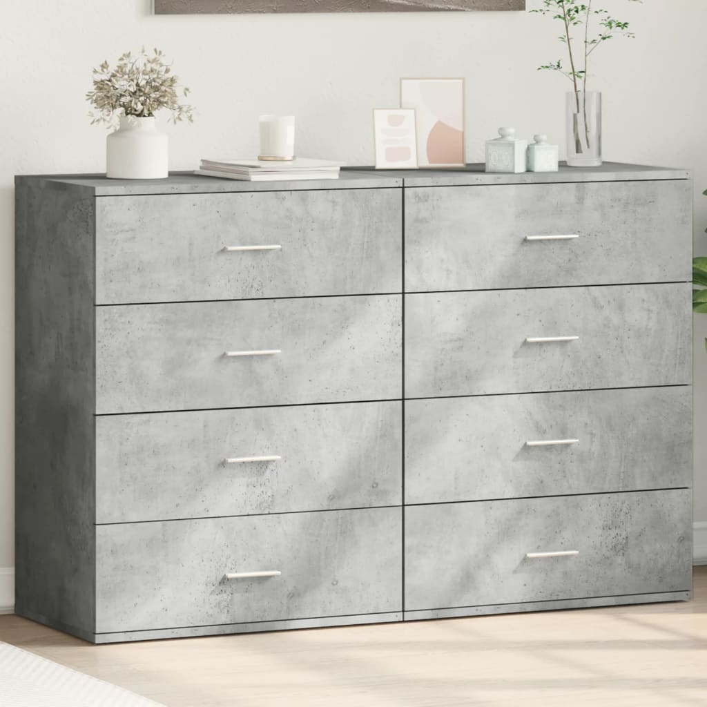 Buffets 2 pcs gris béton 60x39x80 cm bois d'ingénierie - XIOS