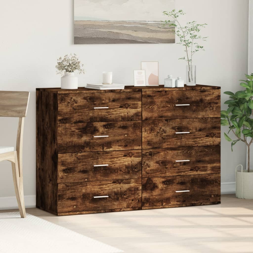 Buffets 2 pcs chêne fumé 60x39x80 cm bois d'ingénierie - XIOS