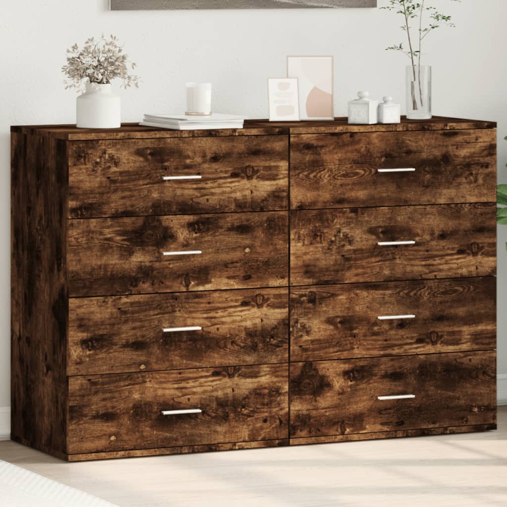 Buffets 2 pcs chêne fumé 60x39x80 cm bois d'ingénierie - XIOS