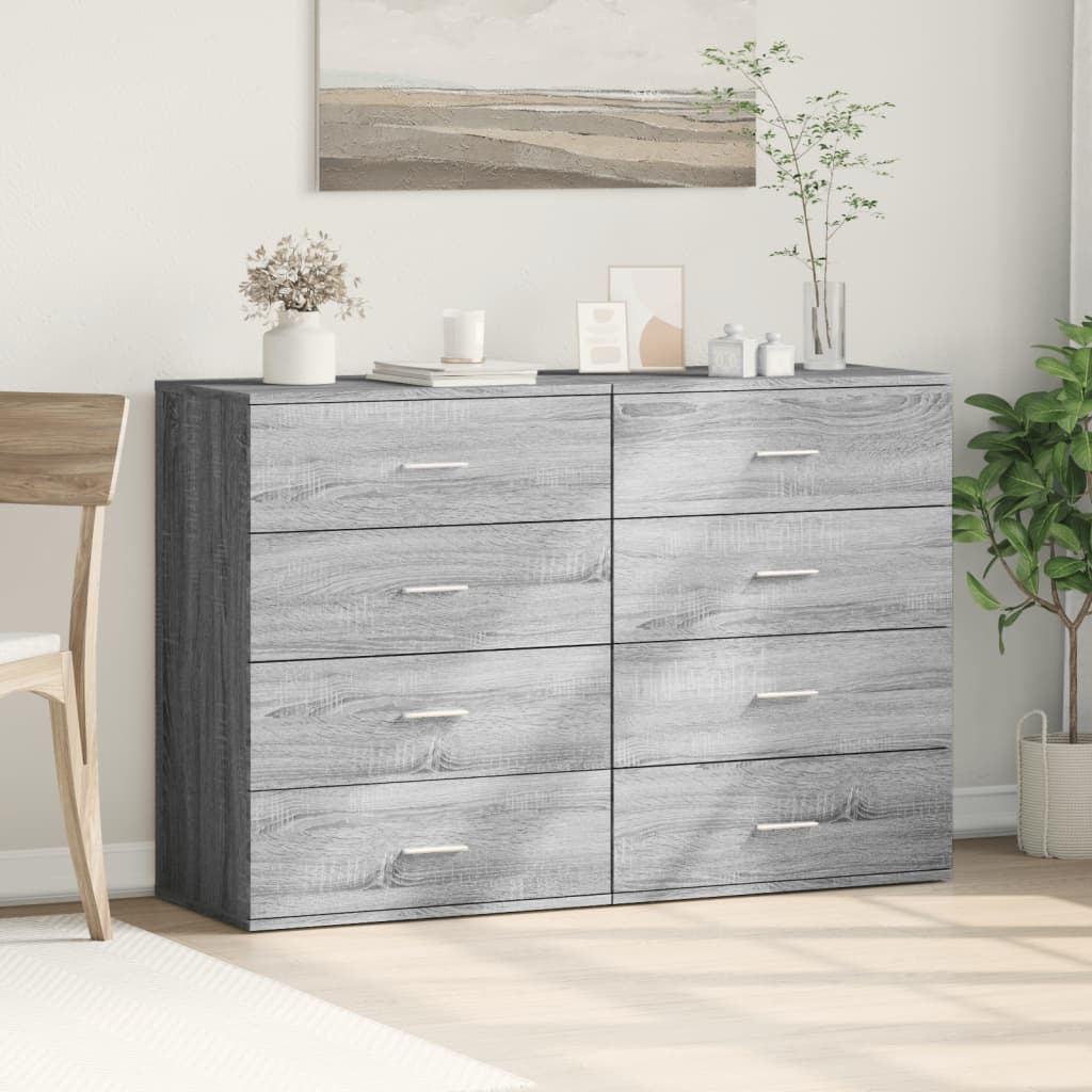 Buffets 2 pcs sonoma gris 60x39x80 cm bois d'ingénierie - XIOS