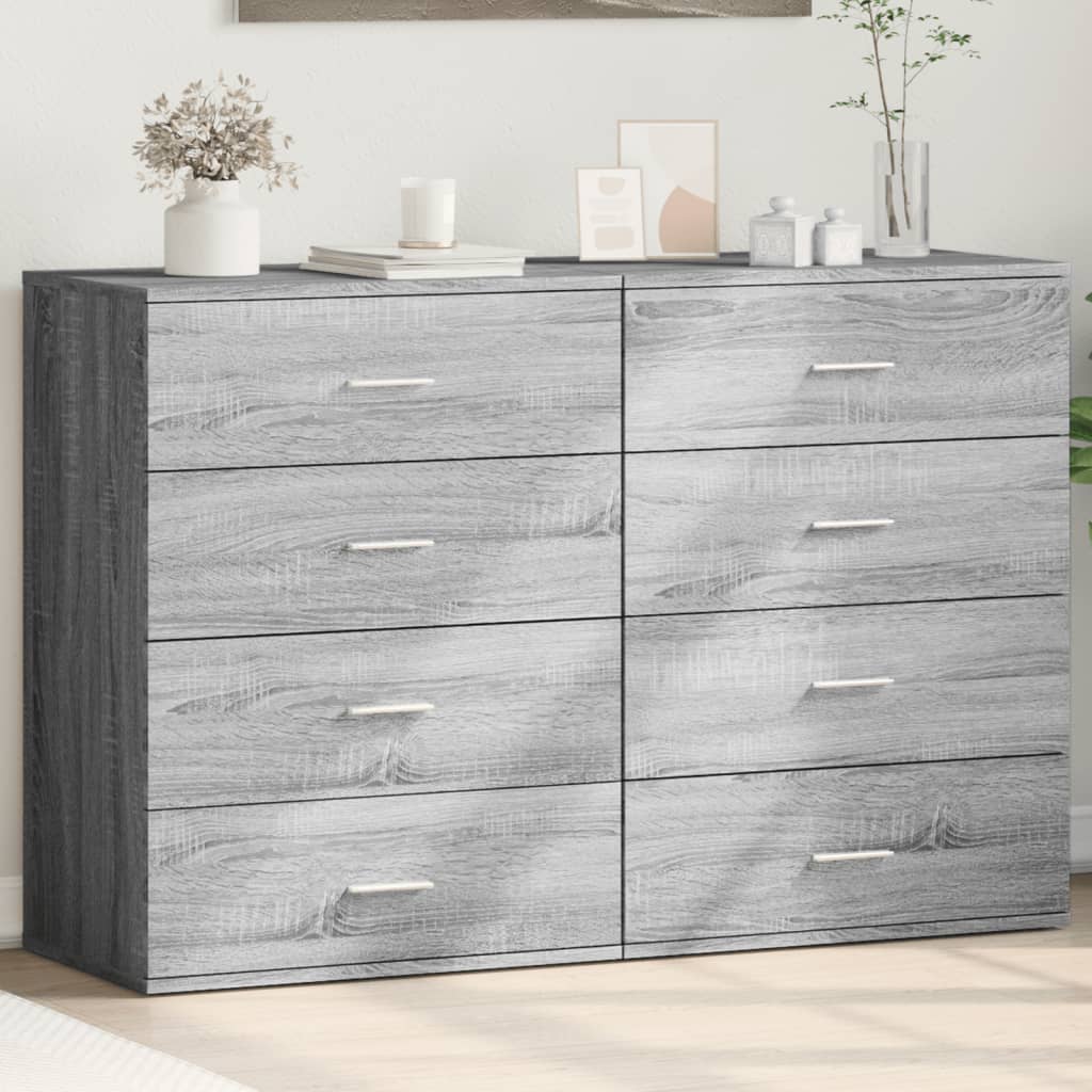 Buffets 2 pcs sonoma gris 60x39x80 cm bois d'ingénierie - XIOS