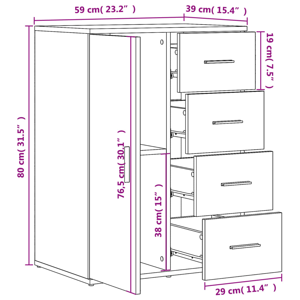 Buffets 2 pcs blanc 59x39x80 cm bois d'ingénierie - XIOS