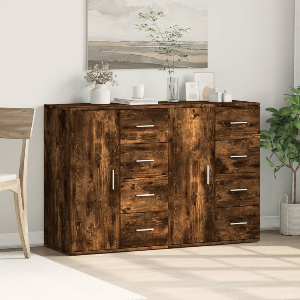 Buffets 2 pcs chêne fumé 59x39x80 cm bois d'ingénierie - XIOS