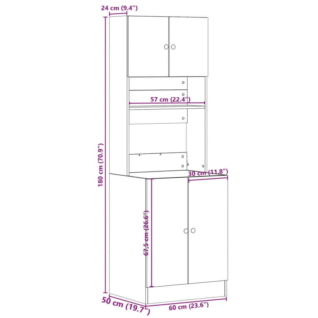 Armoire de cuisine blanc 60x50x180 cm bois d'ingénierie - XIOS