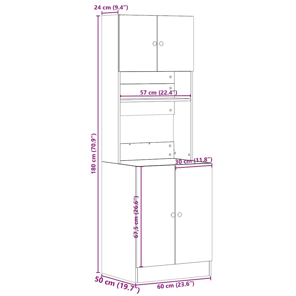 Armoire de cuisine sonoma gris 60x50x180 cm bois d’ingénierie - XIOS