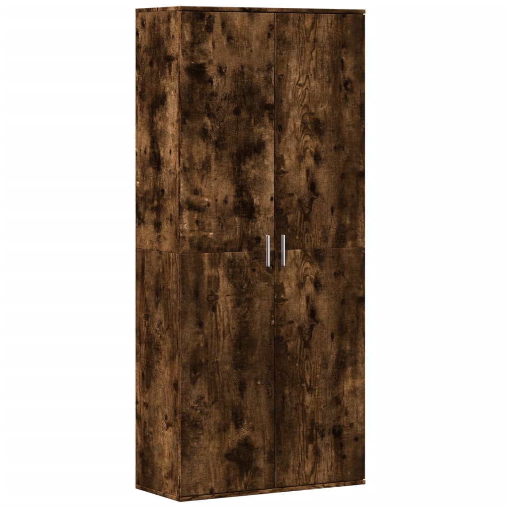 Buffet haut chêne fumé 80x35x180 cm bois d'ingénierie - XIOS