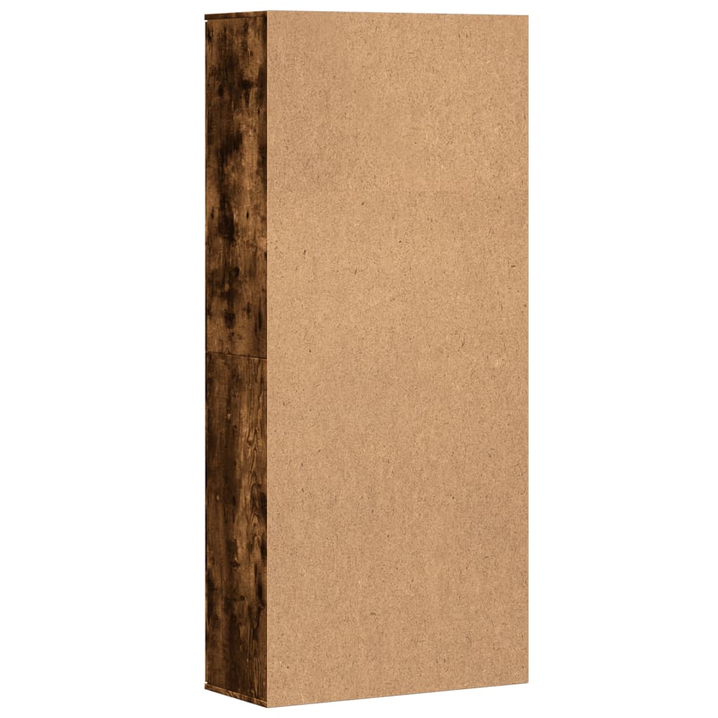 Buffet haut chêne fumé 80x35x180 cm bois d'ingénierie - XIOS