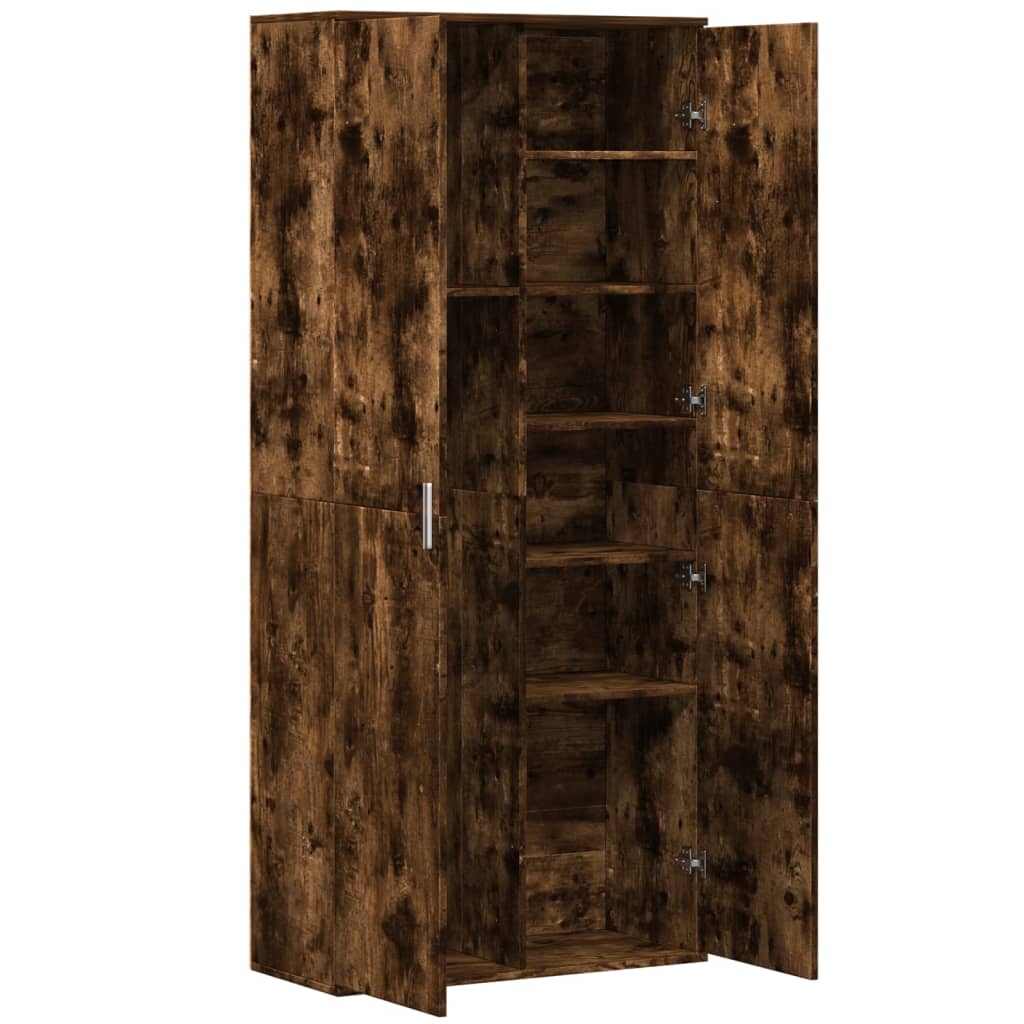 Buffet haut chêne fumé 80x35x180 cm bois d'ingénierie - XIOS