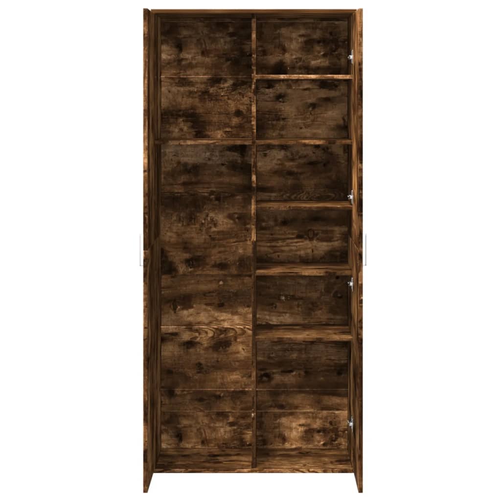 Buffet haut chêne fumé 80x35x180 cm bois d'ingénierie - XIOS