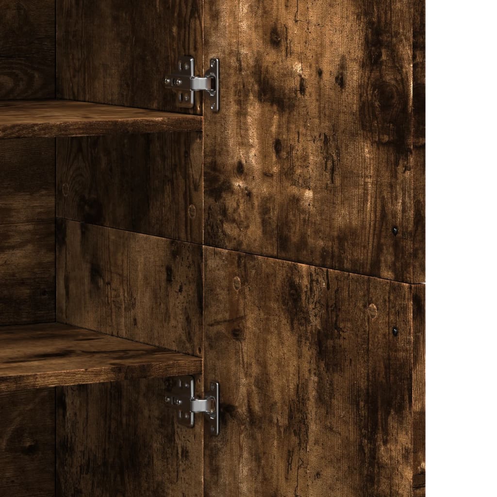 Buffet haut chêne fumé 80x35x180 cm bois d'ingénierie - XIOS