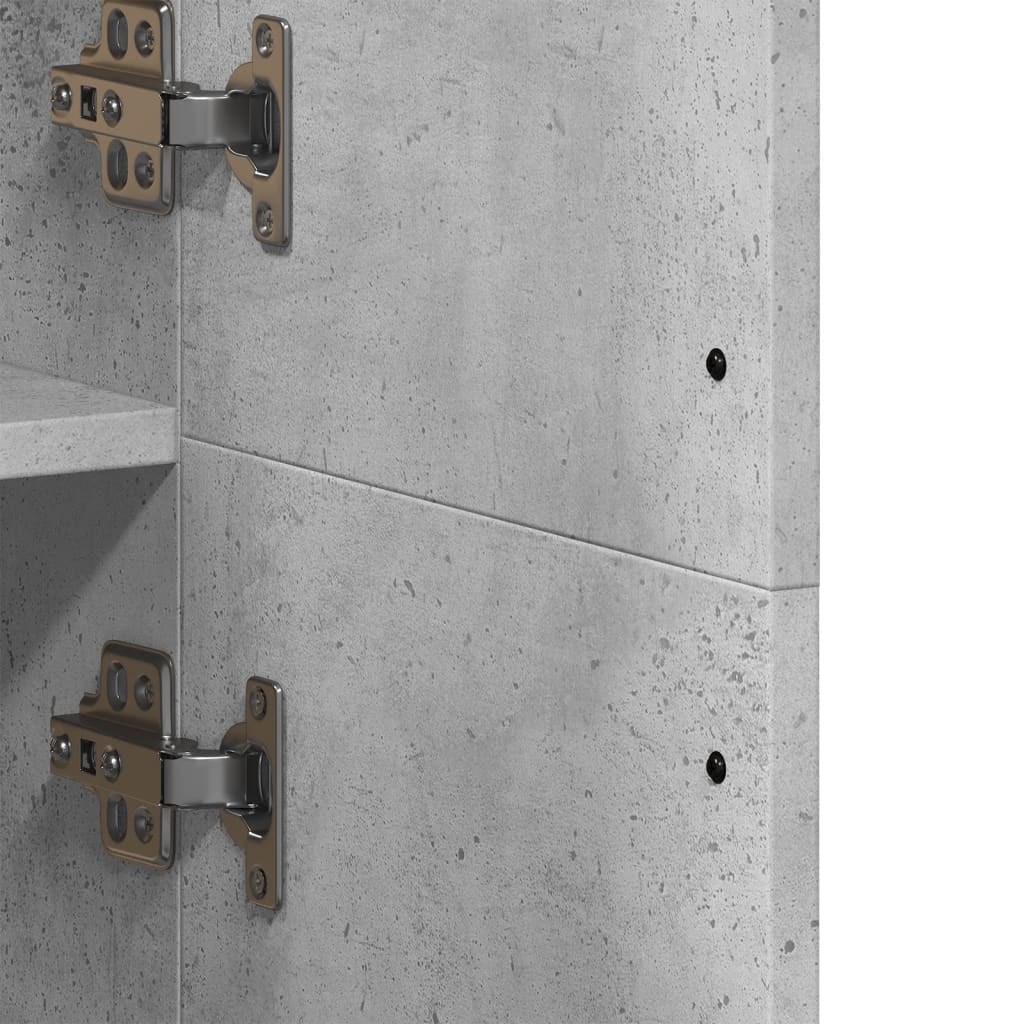 Buffet haut gris béton 70x35x180 cm bois d'ingénierie - XIOS