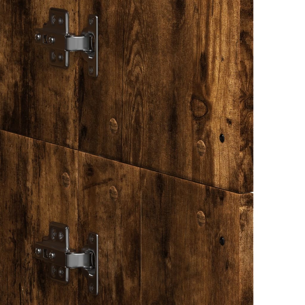 Buffet haut chêne fumé 60x35x180 cm bois d'ingénierie - XIOS