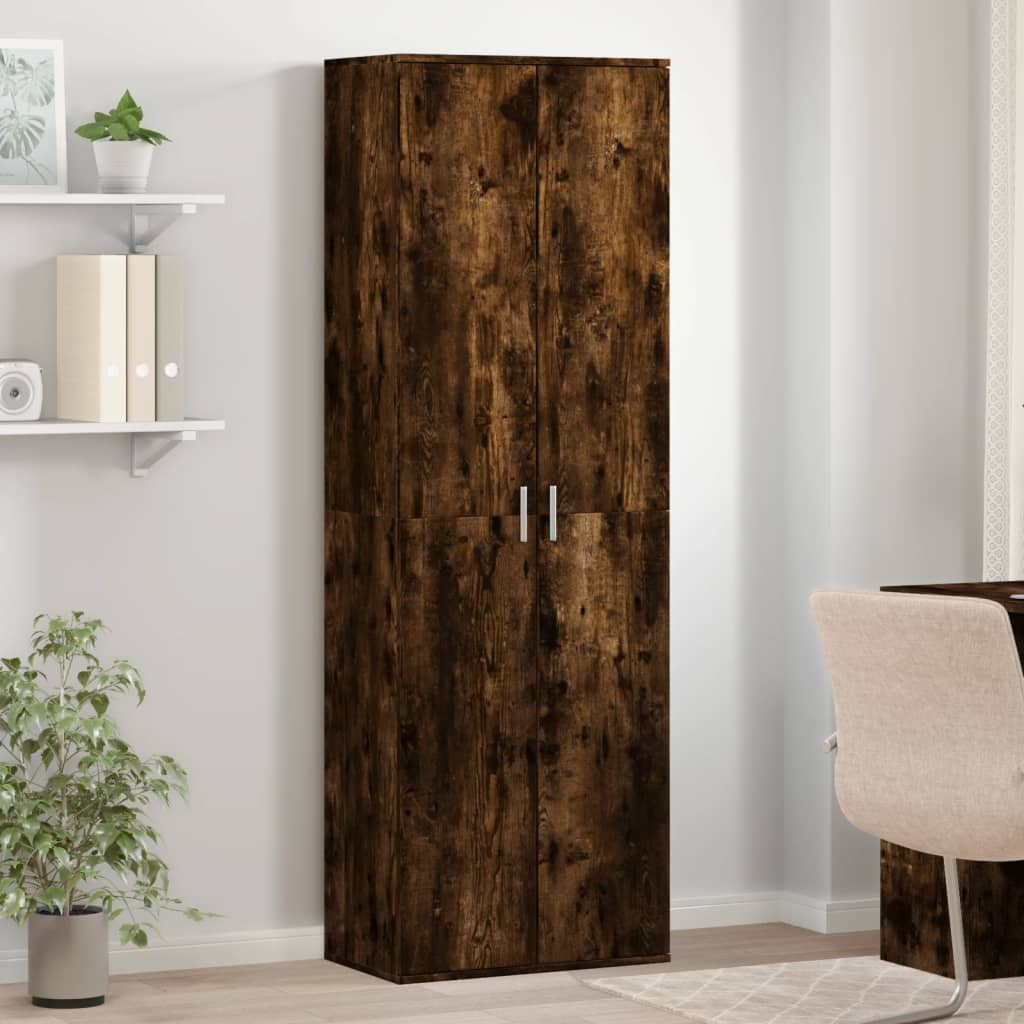 Buffet haut chêne fumé 60x35x180 cm bois d'ingénierie - XIOS