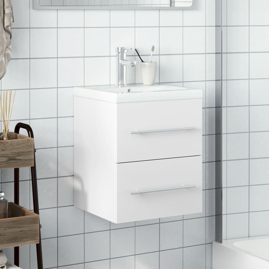 Armoire lavabo de salle de bain avec bassin intégré blanc - XIOS