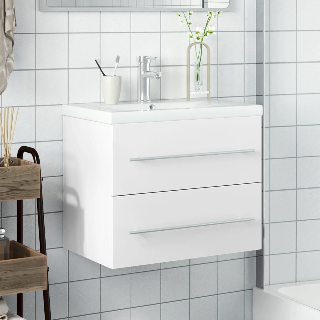 Armoire lavabo de salle de bain avec bassin intégré blanc - XIOS