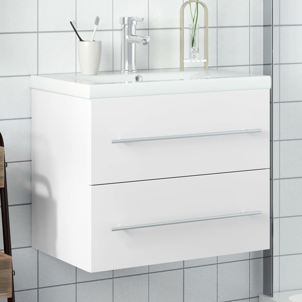 Armoire lavabo de salle de bain avec bassin intégré blanc - XIOS