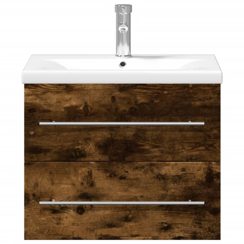 Armoire lavabo de salle de bain avec bassin intégré chêne fumé - XIOS