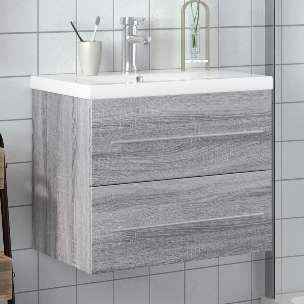 Armoire lavabo de salle de bain avec bassin intégré sonoma gris - XIOS