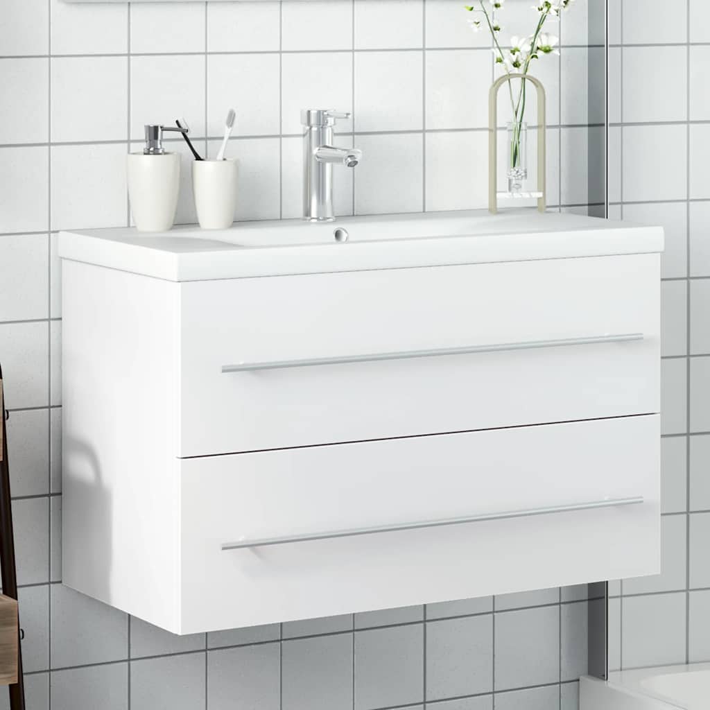 Armoire lavabo de salle de bain avec bassin intégré blanc - XIOS