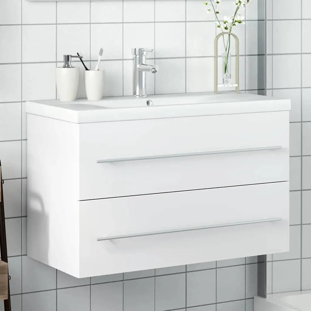 Armoire lavabo de salle de bain avec bassin intégré blanc - XIOS
