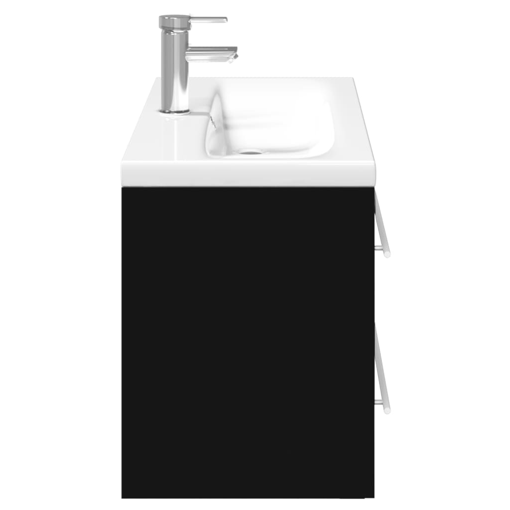 Armoire lavabo de salle de bain avec bassin intégré noir - XIOS