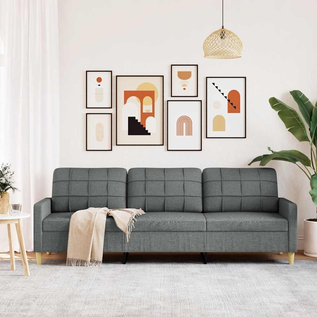 Canapé à 3 places Gris foncé 210 cm Tissu - XIOS