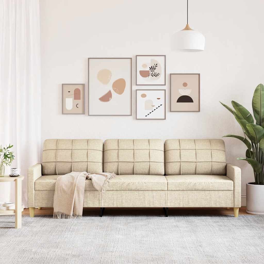 Canapé à 3 places Crème 210 cm Tissu - XIOS