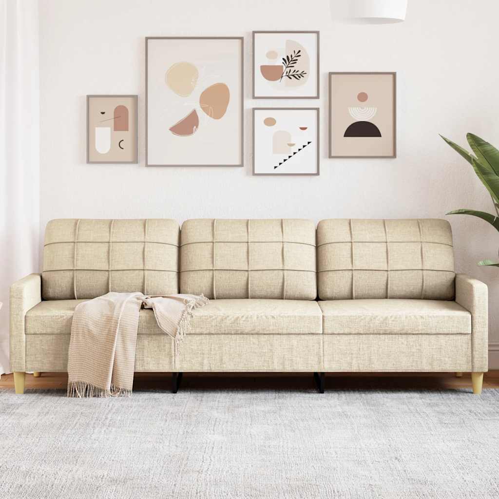 Canapé à 3 places Crème 210 cm Tissu - XIOS