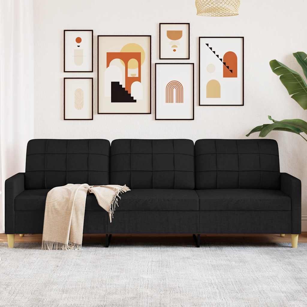 Canapé à 3 places Noir 210 cm Tissu - XIOS