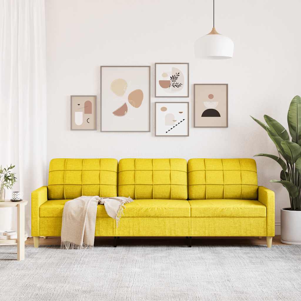 Canapé à 3 places Jaune clair 210 cm Tissu - XIOS