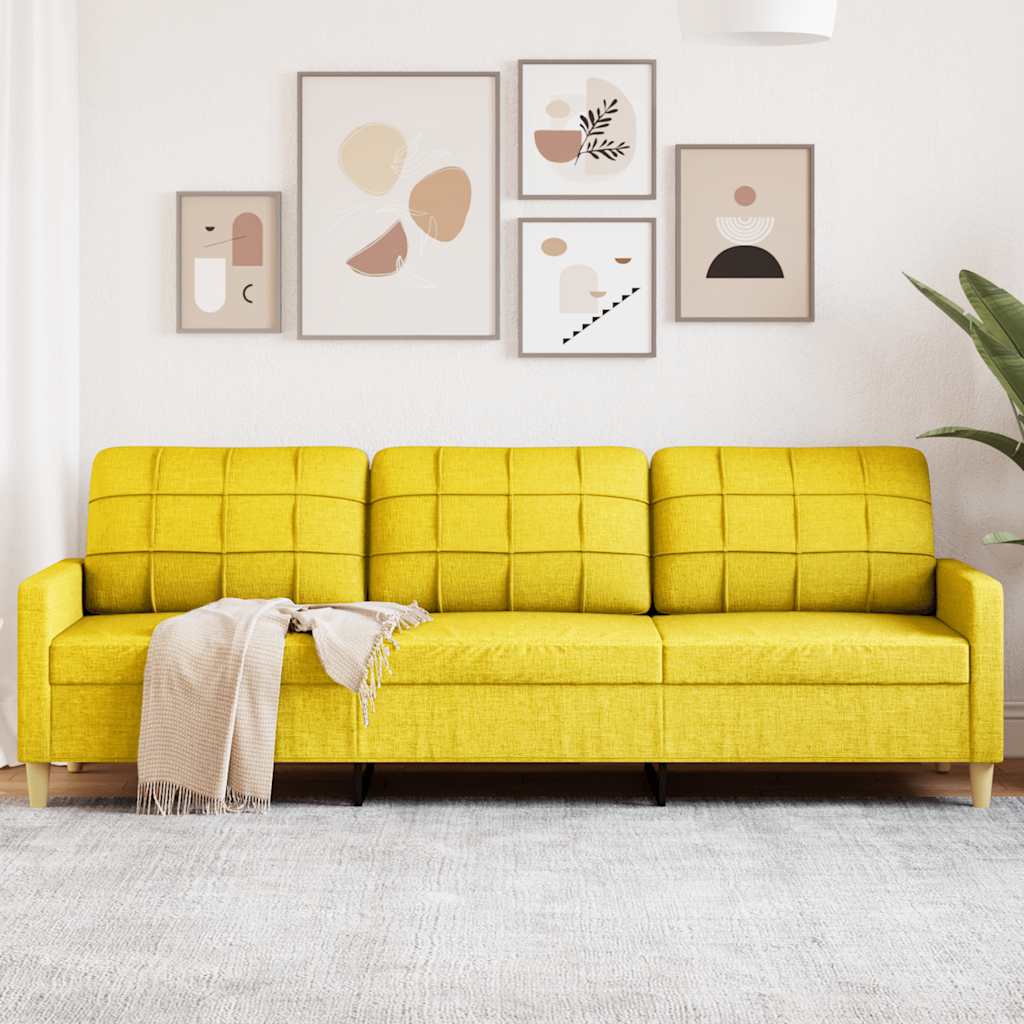 Canapé à 3 places Jaune clair 210 cm Tissu - XIOS