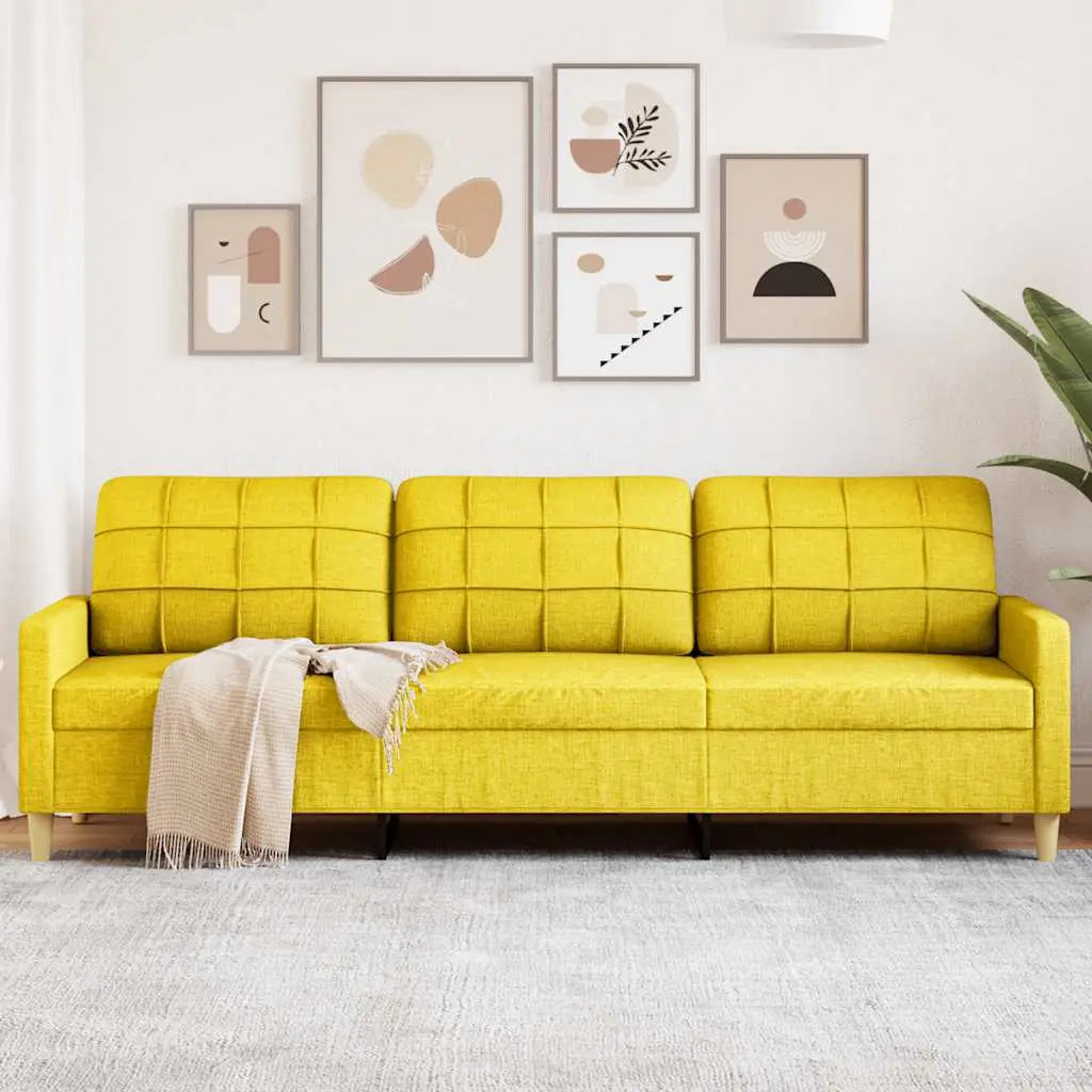 Canapé à 3 places Jaune clair 210 cm Tissu - XIOS