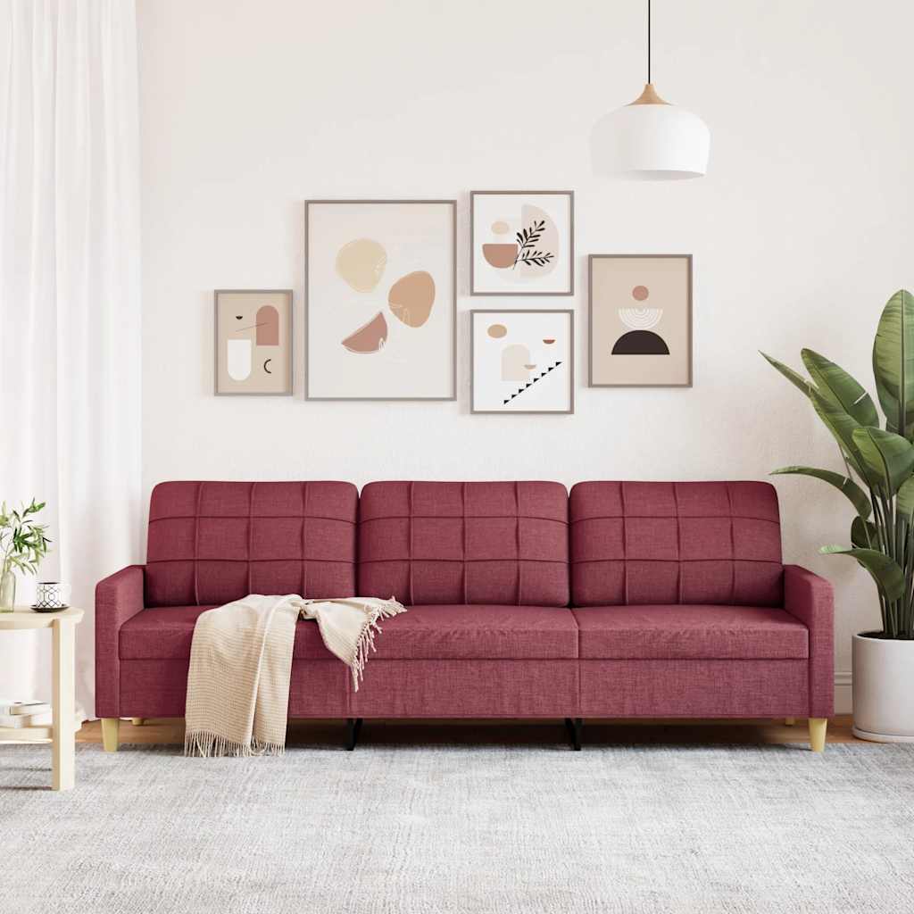 Canapé à 3 places Rouge bordeaux 210 cm Tissu - XIOS