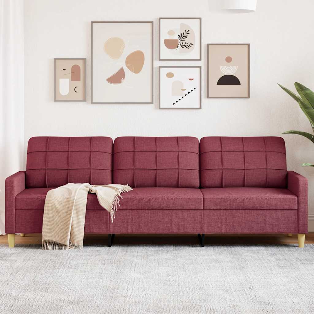 Canapé à 3 places Rouge bordeaux 210 cm Tissu - XIOS