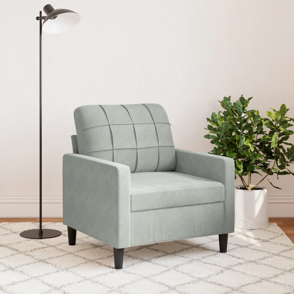 Fauteuil Gris clair 60 cm Velours - XIOS