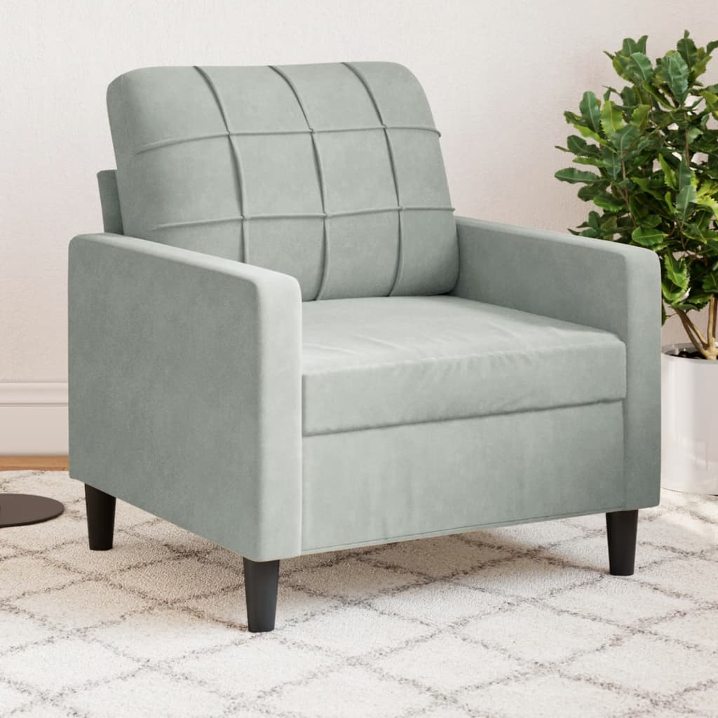 Fauteuil Gris clair 60 cm Velours - XIOS
