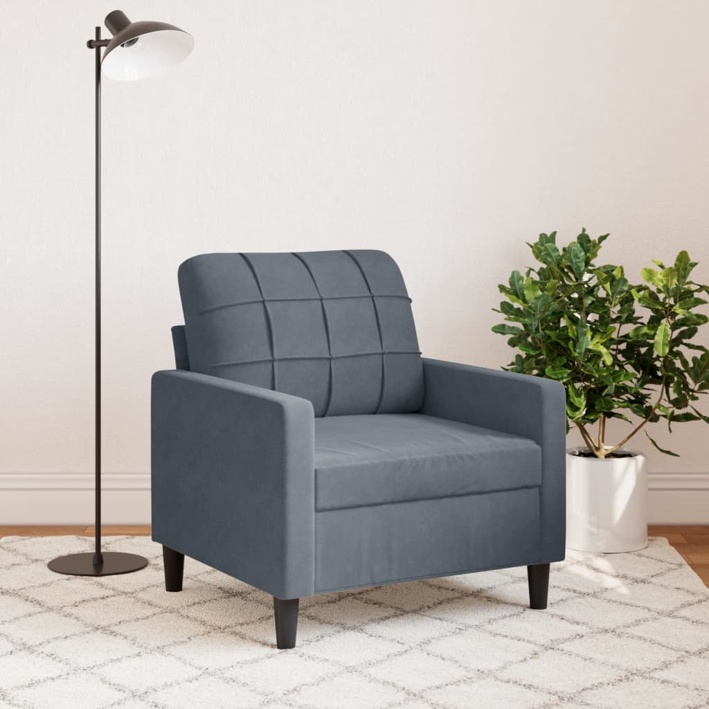 Fauteuil Gris foncé 60 cm Velours - XIOS
