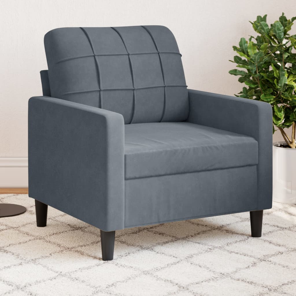 Fauteuil Gris foncé 60 cm Velours - XIOS