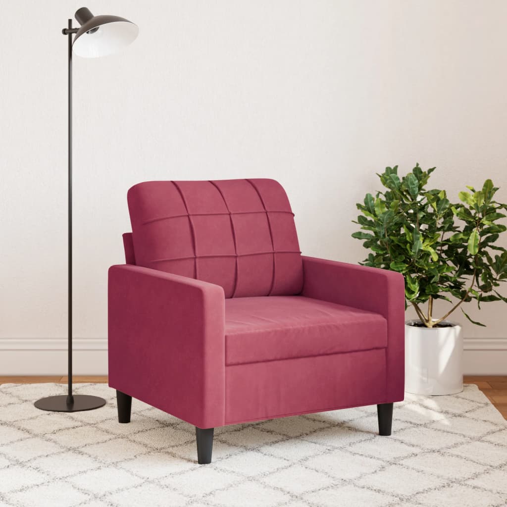 Fauteuil Rouge bordeaux 60 cm Velours - XIOS