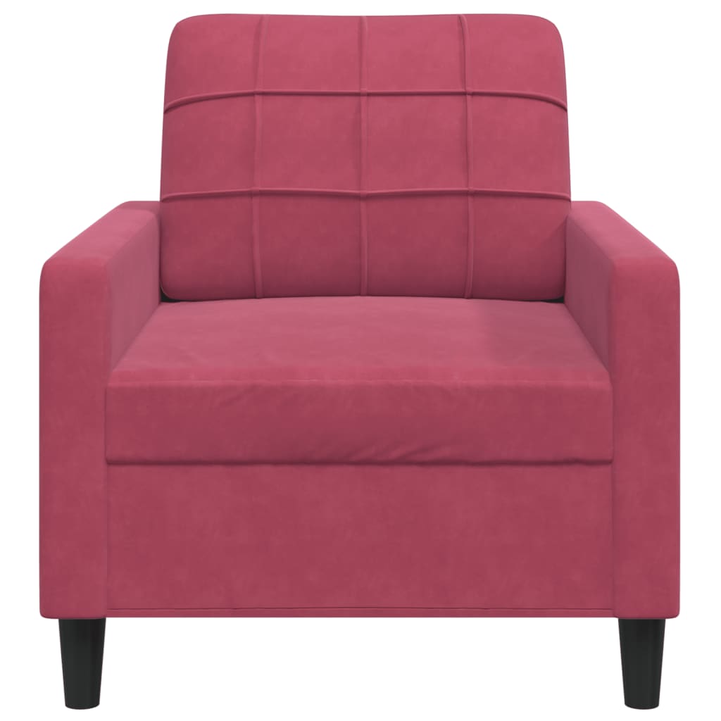 Fauteuil Rouge bordeaux 60 cm Velours - XIOS