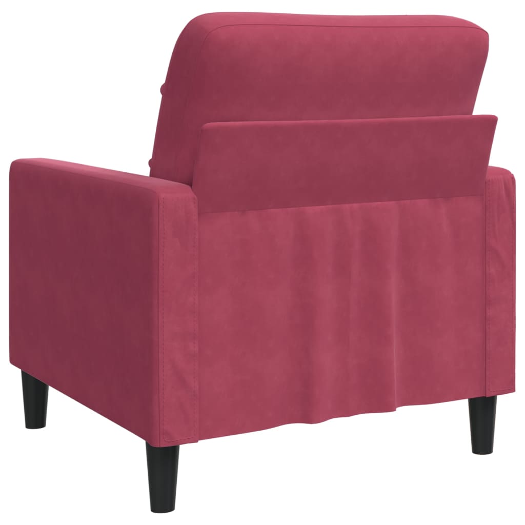 Fauteuil Rouge bordeaux 60 cm Velours - XIOS