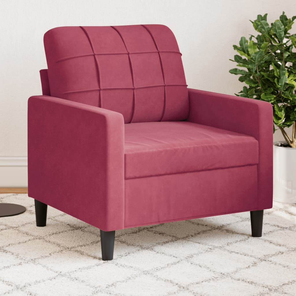 Fauteuil Rouge bordeaux 60 cm Velours - XIOS