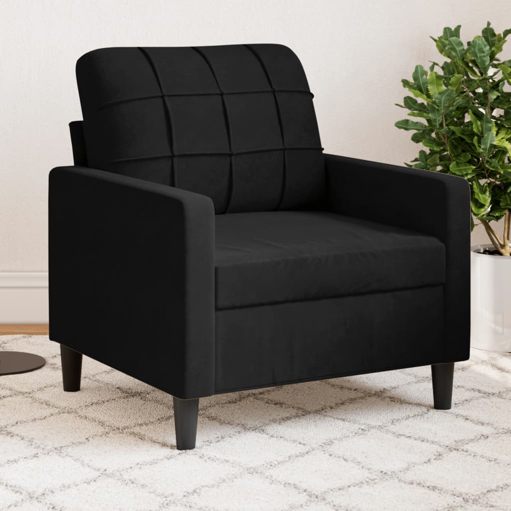 Fauteuil Noir 60 cm Velours - XIOS