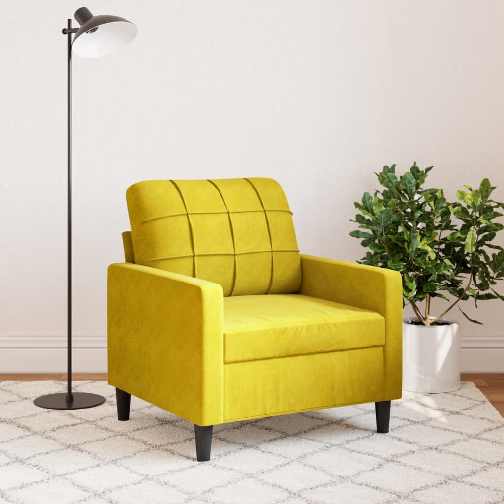 Fauteuil Jaune 60 cm Velours - XIOS